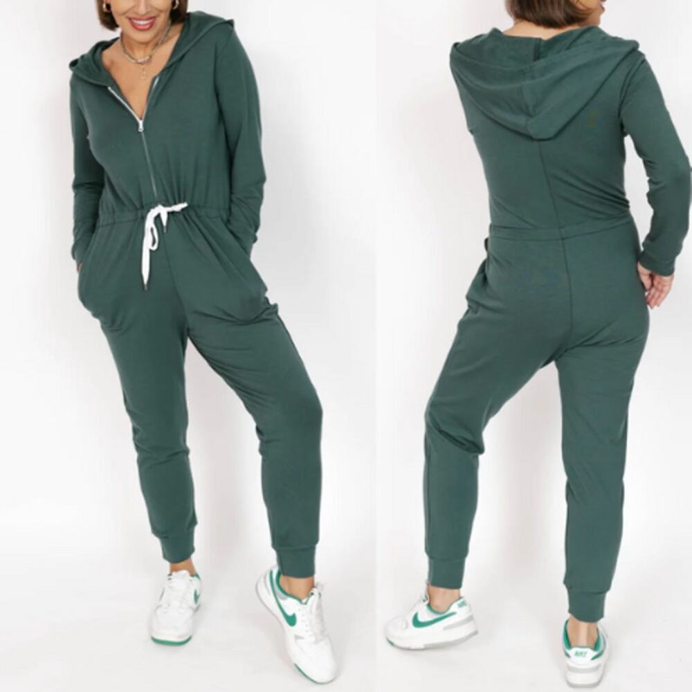 Smash + Tess x Jillian Harris Womens Fall Lounge Hooded Harris Jumpsuit Size L